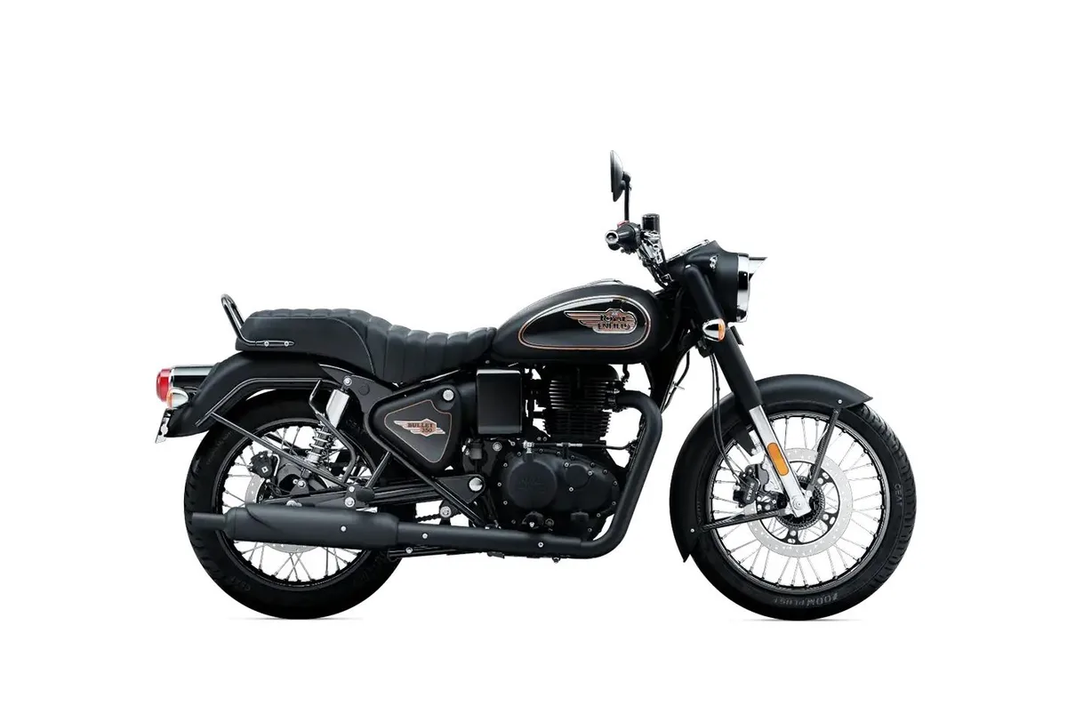 Royal Enfield Bullet 350 side view in Black Gold