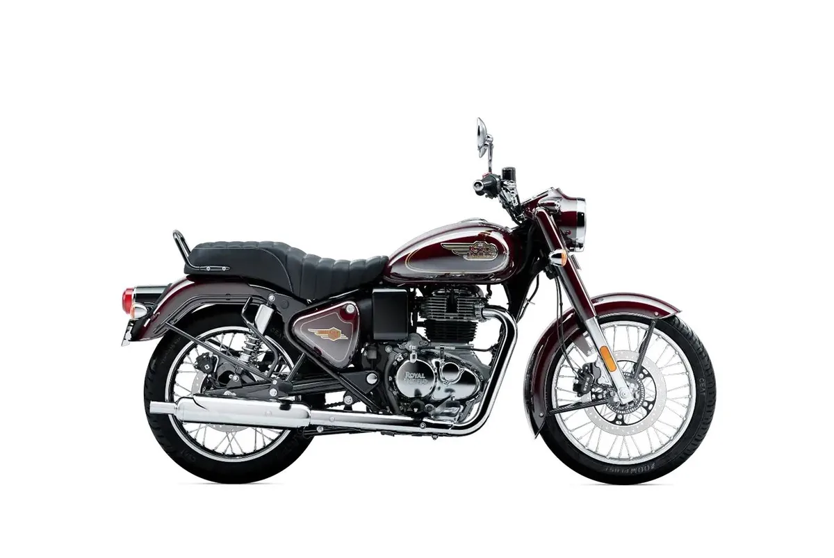 Royal Enfield Bullet 350 side view in Standard Maroon