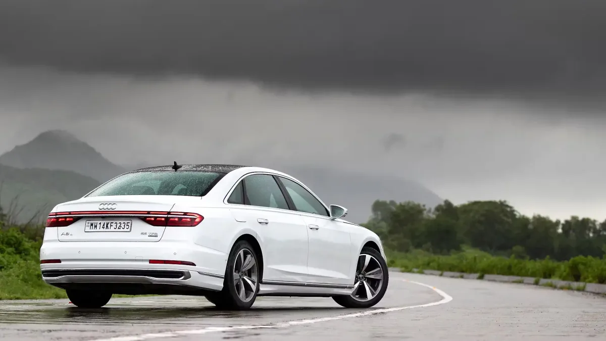 Audi A8 L rear three-quarter view