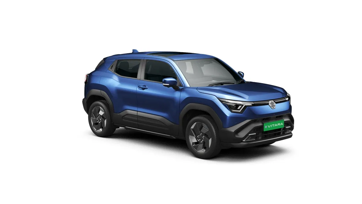 Maruti Suzuki e Vitara in blue, exterior front