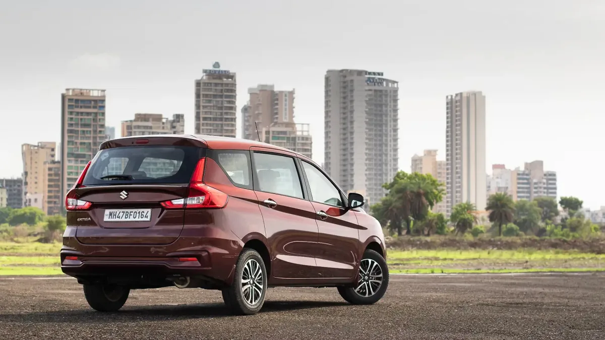 Maruti Suzuki Ertiga rear three-quarter view