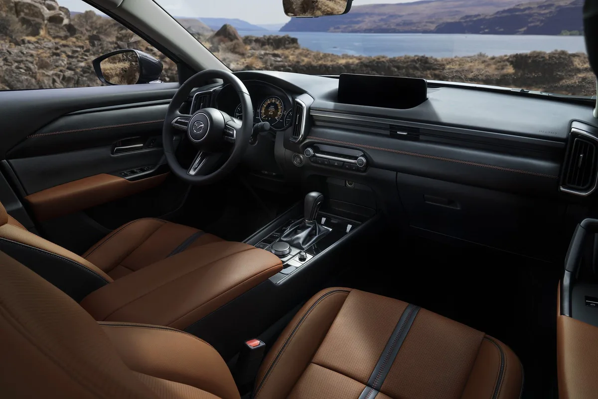 Mazda CX-50 dashboard and front seats in terracotta leather