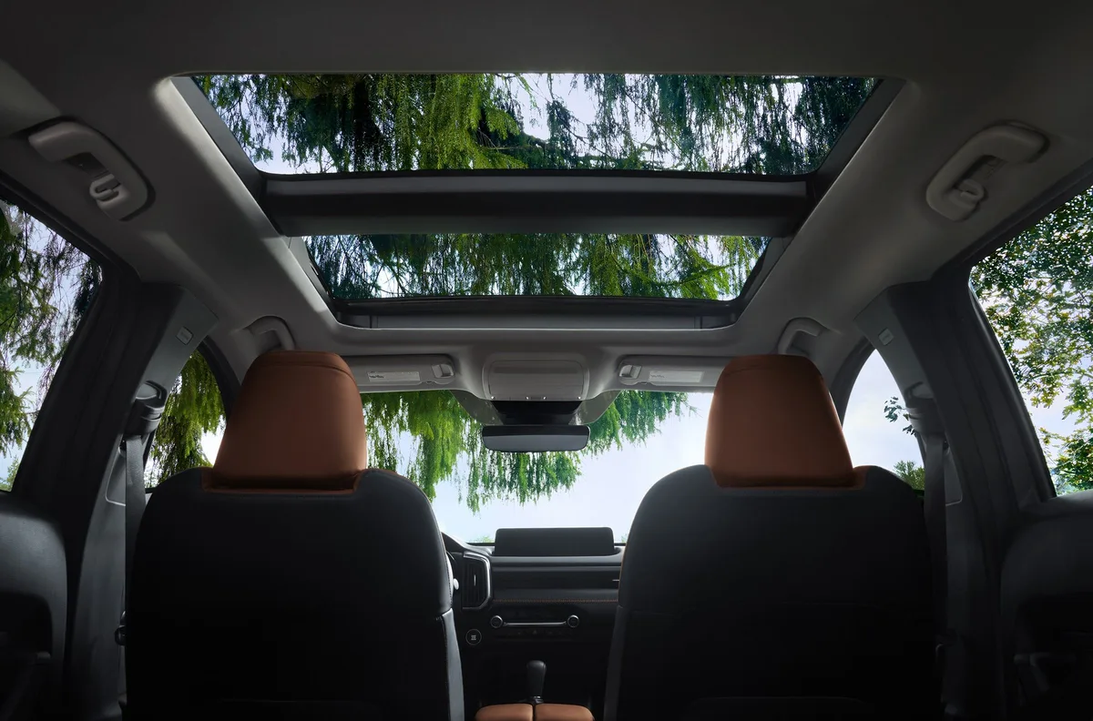 Mazda CX-50 panoramic moonroof seen from the cabin