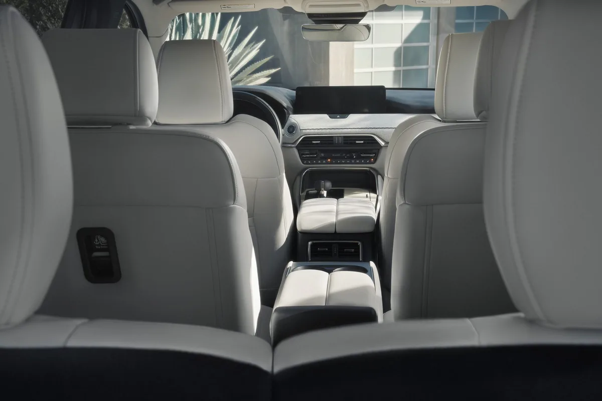 Mazda CX-90 second-row seats in white leather