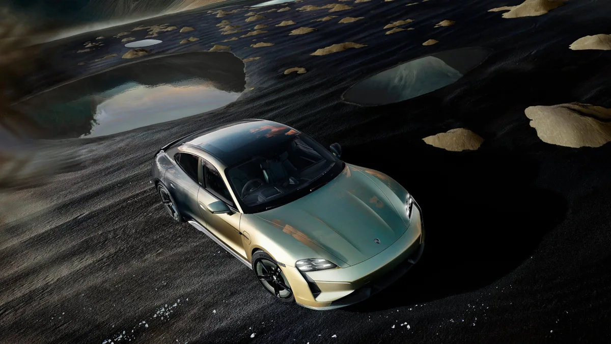 Porsche Taycan overhead view