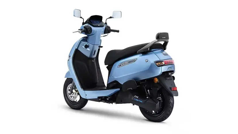 TVS iQube rear three-quarter view